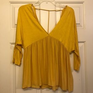 Forever 21 Mustard Yellow 3/4 Sleeve Blouse